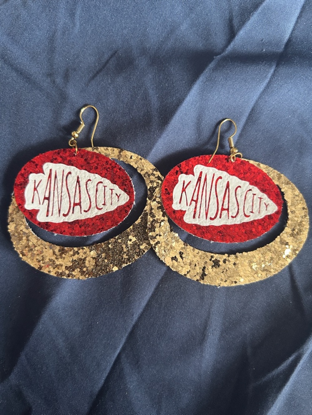 Kansas City Gold & Red Glitter Hoop Earrings